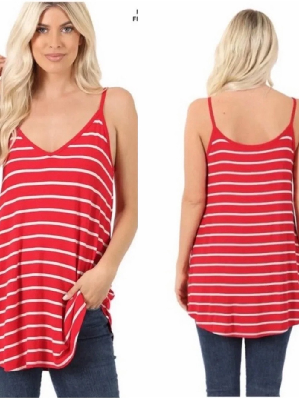 Zenana Reversible Ruby and White Tank Top